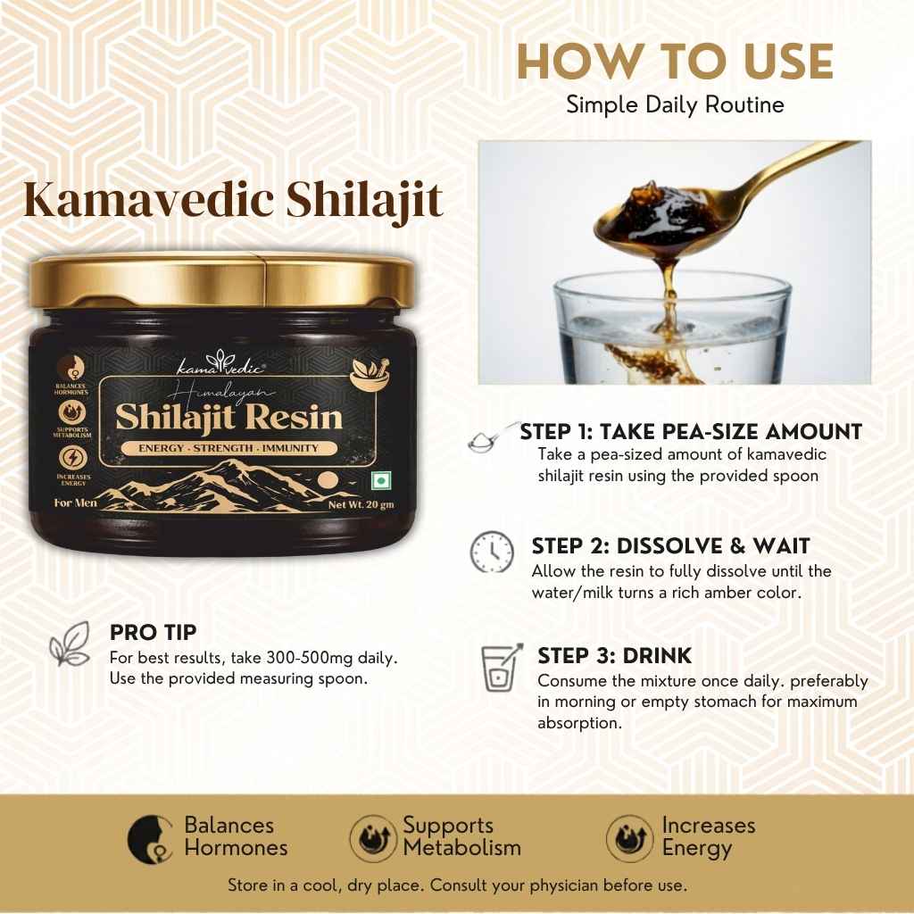 Kamavedic Shilajit resin purity test — dissolves completely in warm water genuine Himalayan Shilajit