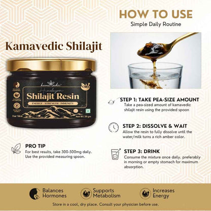 Kamavedic Shilajit resin purity test — dissolves completely in warm water genuine Himalayan Shilajit