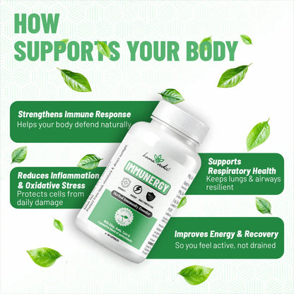 Kamavedic Immunergy supplement bottle — Ayurvedic immunity and energy support for daily wellness
