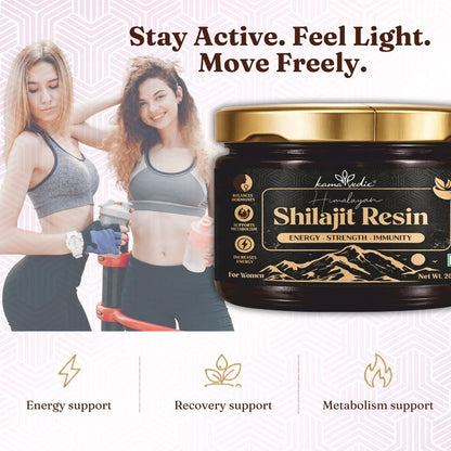 Kamavedic Shilajit for Women — energy recovery and metabolism support Himalayan resin India