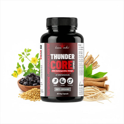 Kamavedic ThunderCore Ayurvedic testosterone booster capsules for men vitality strength and stamina India