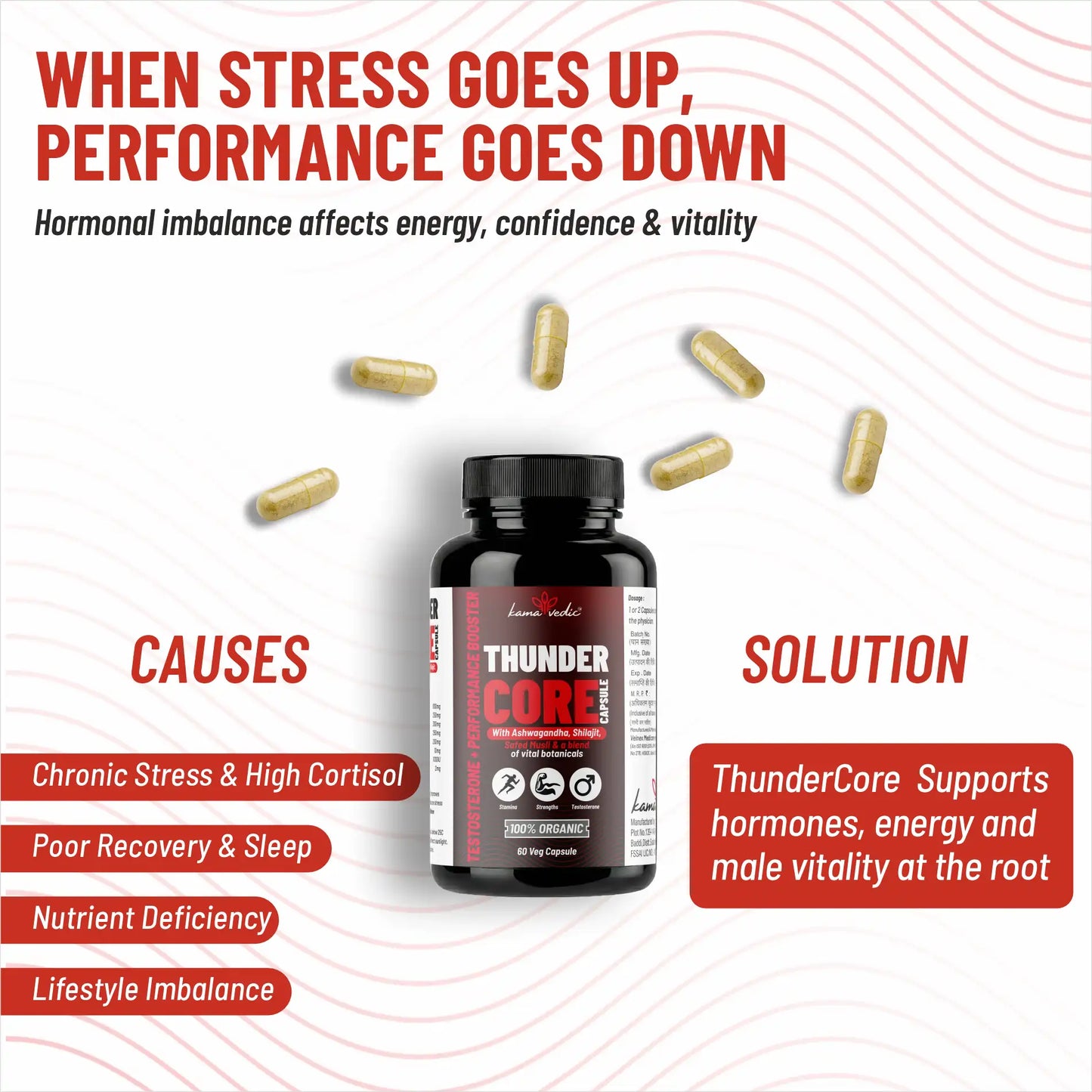 ThunderCore Ayurvedic testosterone support supplement for men — strength vitality hormonal balance India